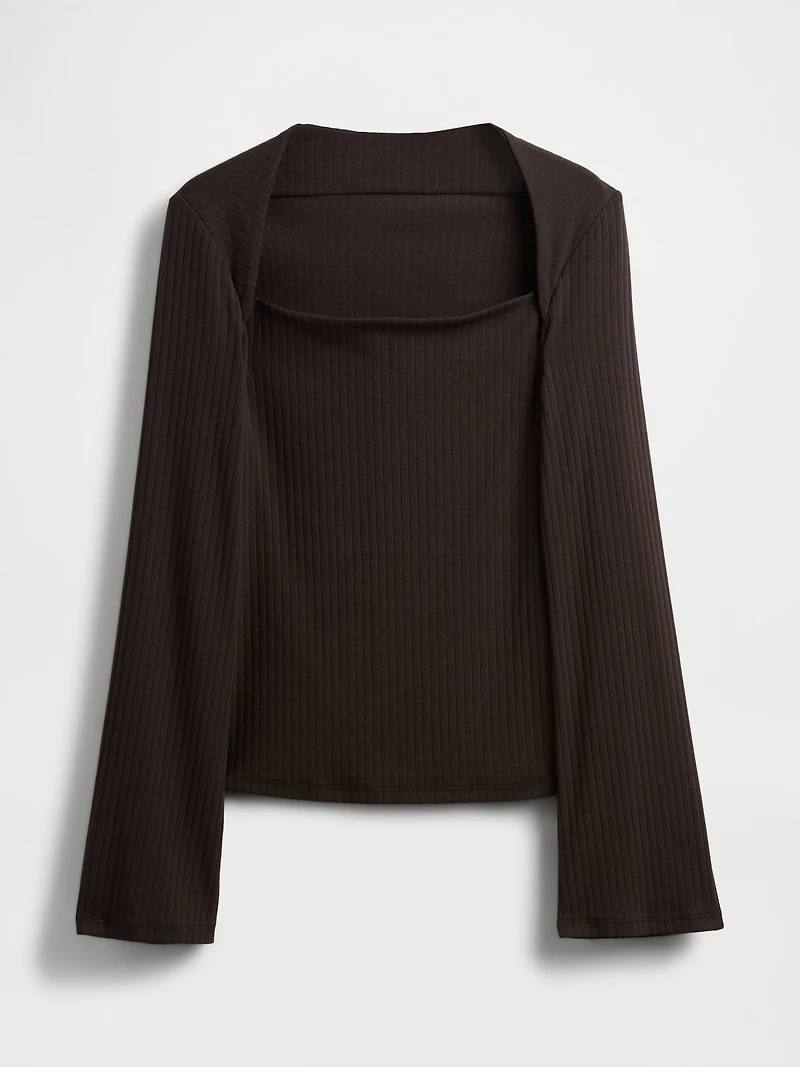Modern Rib Envelope-Neck Top