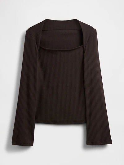 Modern Rib Envelope-Neck Top