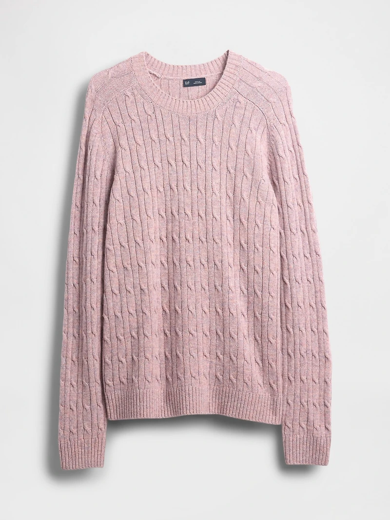 Merino Wool-Blend Cable-Knit Sweater