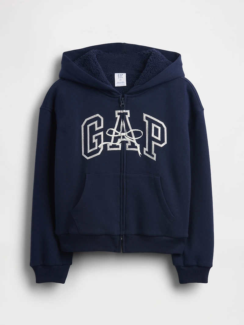 Kids Sherpa-Lined Graphic Logo Hoodie