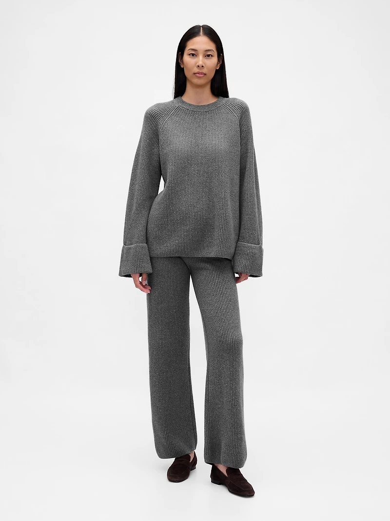 CashSoft Shaker-Stitch Boyfriend Sweater