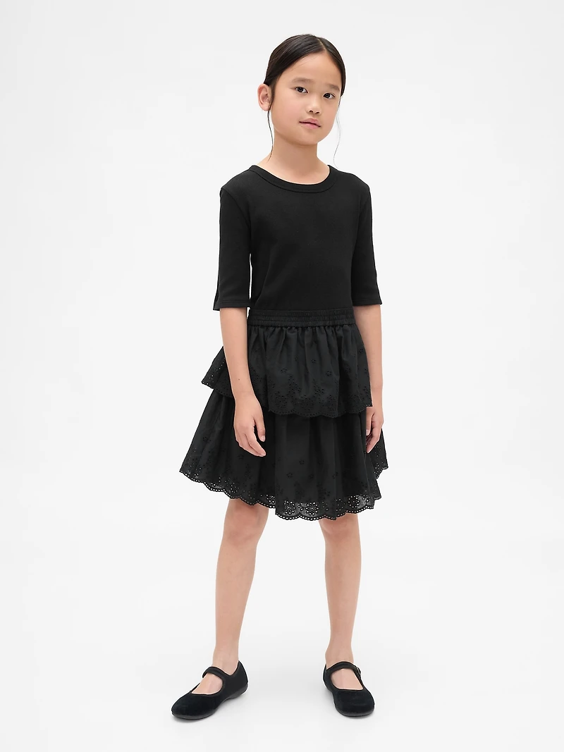 Kids Mixed Media Eyelet Dress