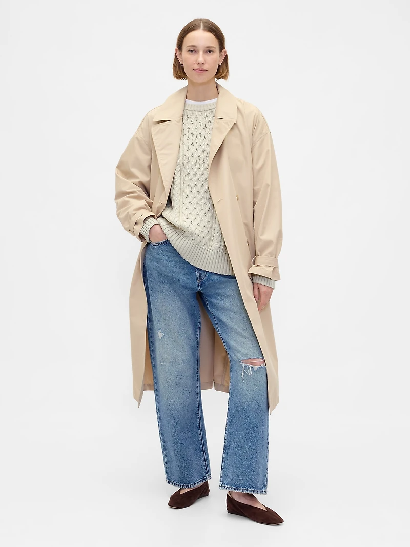 100% Cotton Oversized Cable-Knit Sweater