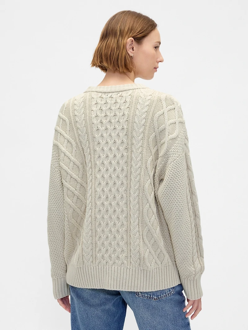 100% Cotton Oversized Cable-Knit Sweater