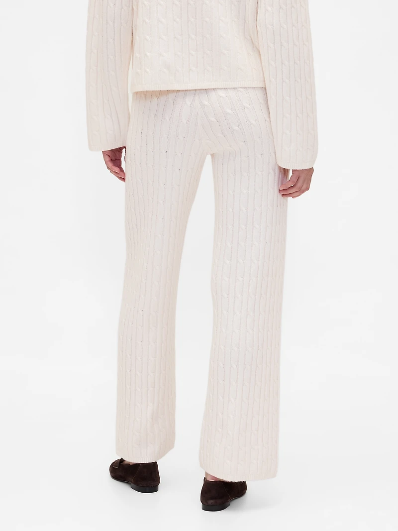 CashSoft Cable-Knit Sweater Pants