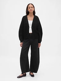 Barrel-Sleeve Cardigan Sweater