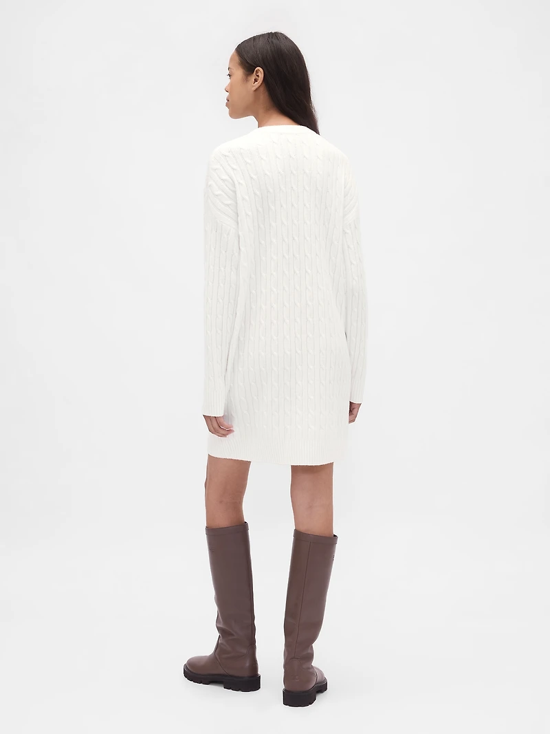CashSoft Cable-Knit Mini Sweater Dress
