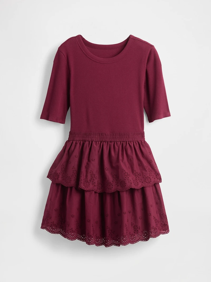Kids Mixed Media Eyelet Dress