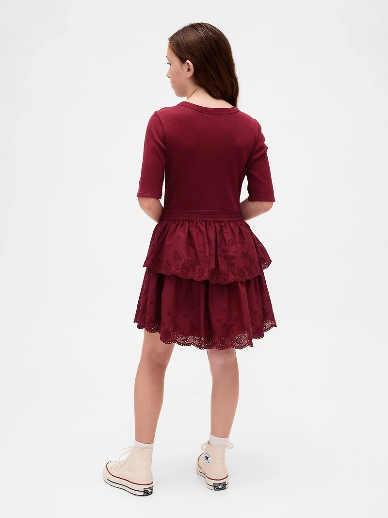 Kids Mixed Media Eyelet Dress