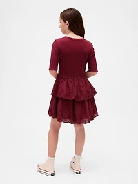 Kids Mixed Media Eyelet Dress