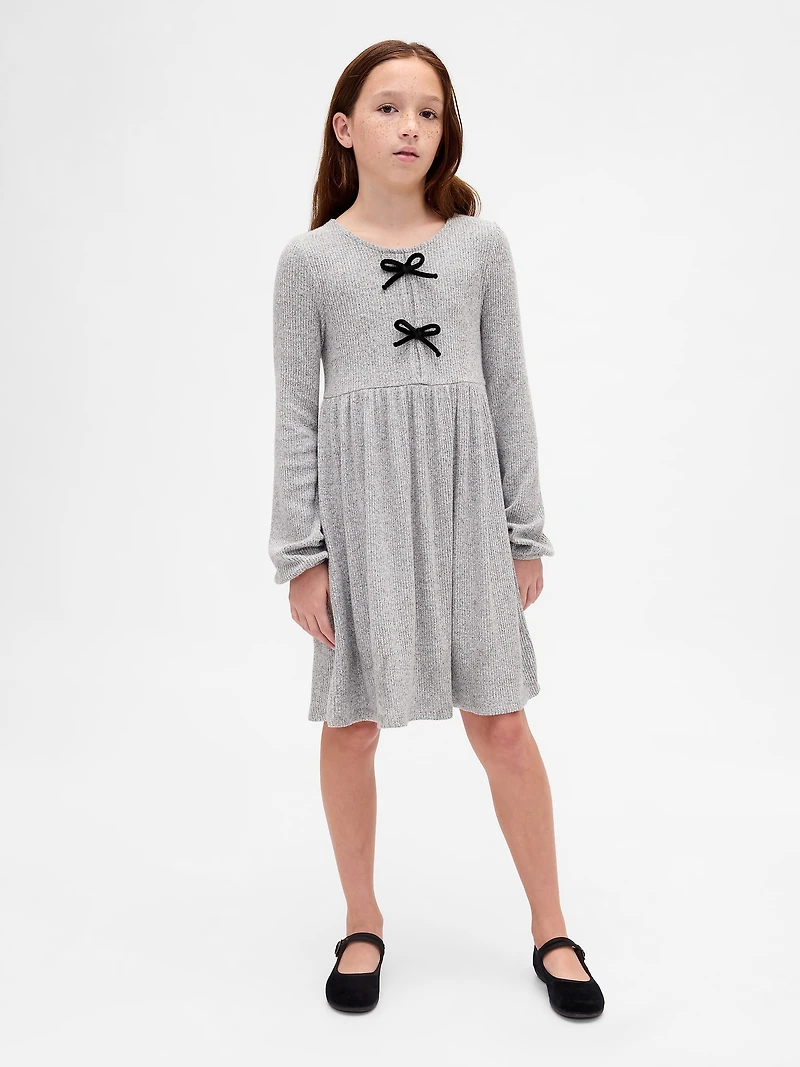 Kids Softspun Rib Bow-Front Dress