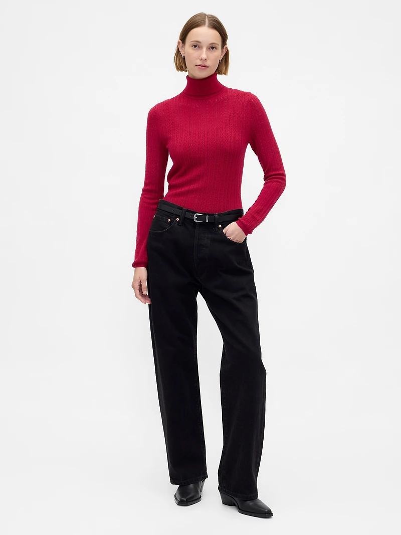 Pointelle Turtleneck Sweater