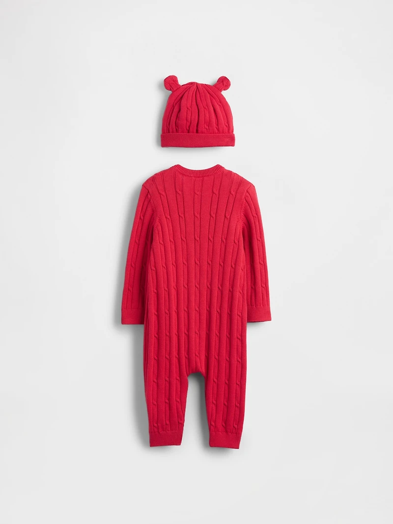 Baby Cable-Knit One-Piece Outfit Set