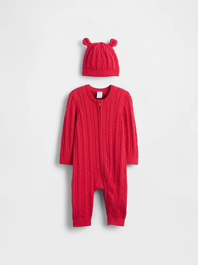 Baby Cable-Knit One-Piece Outfit Set