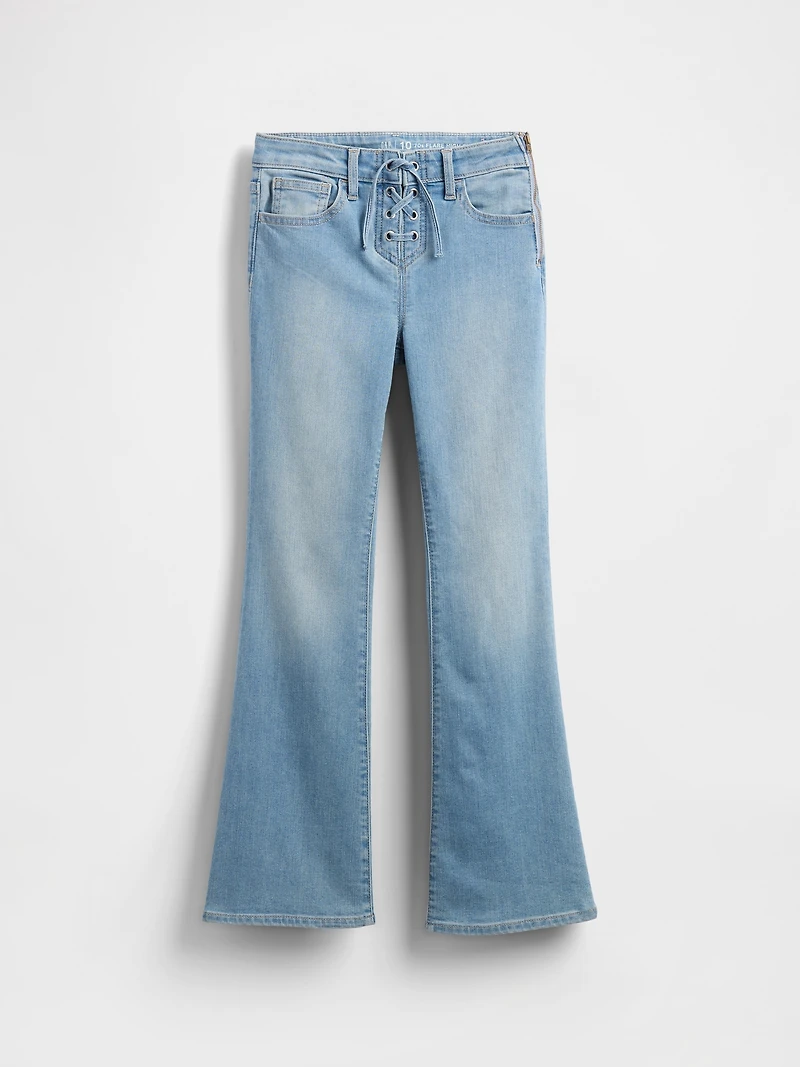 Kids High Rise Lace-Up '70s Flare Jeans