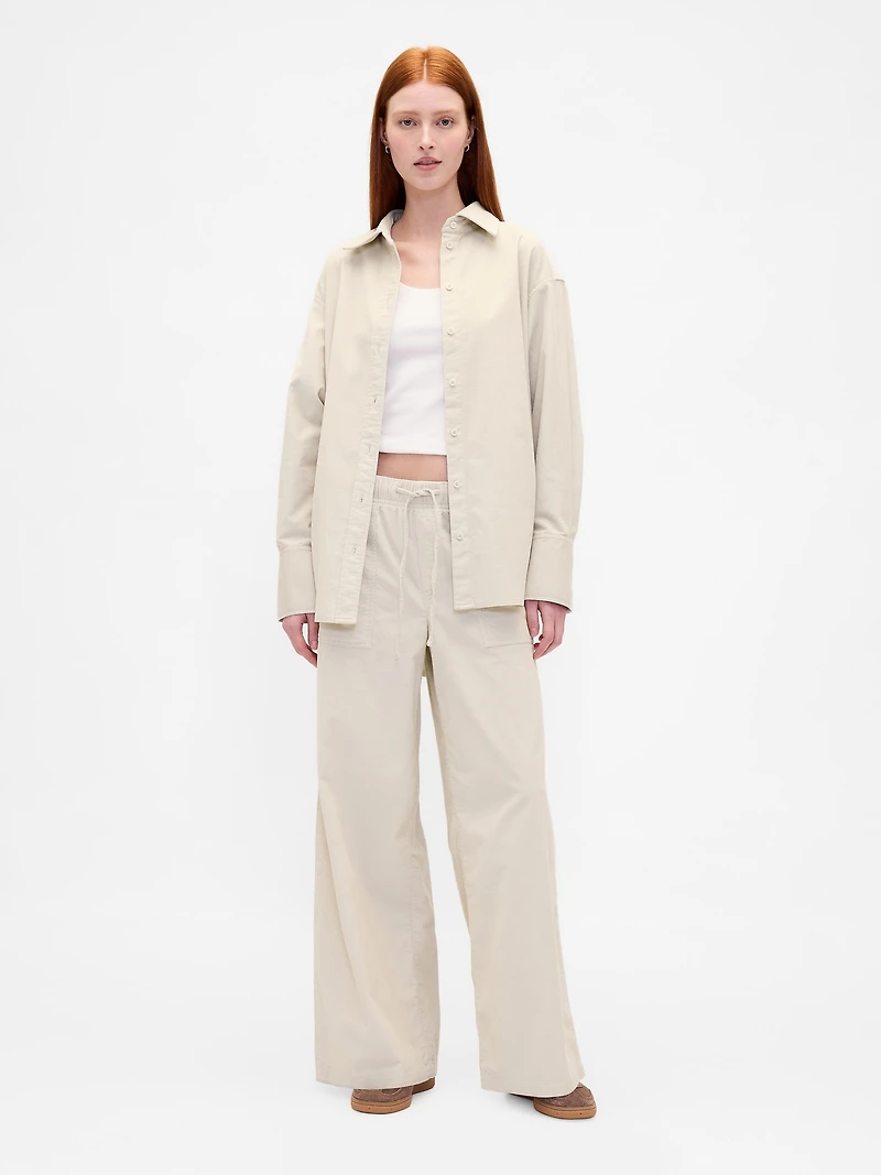 Mid Rise Corduroy Baggy Pants