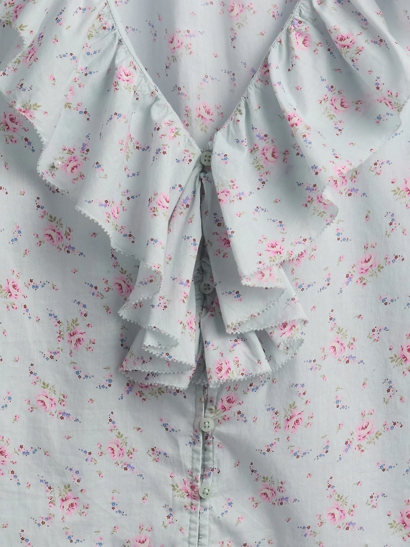 Ruffle V-Neck Shirt