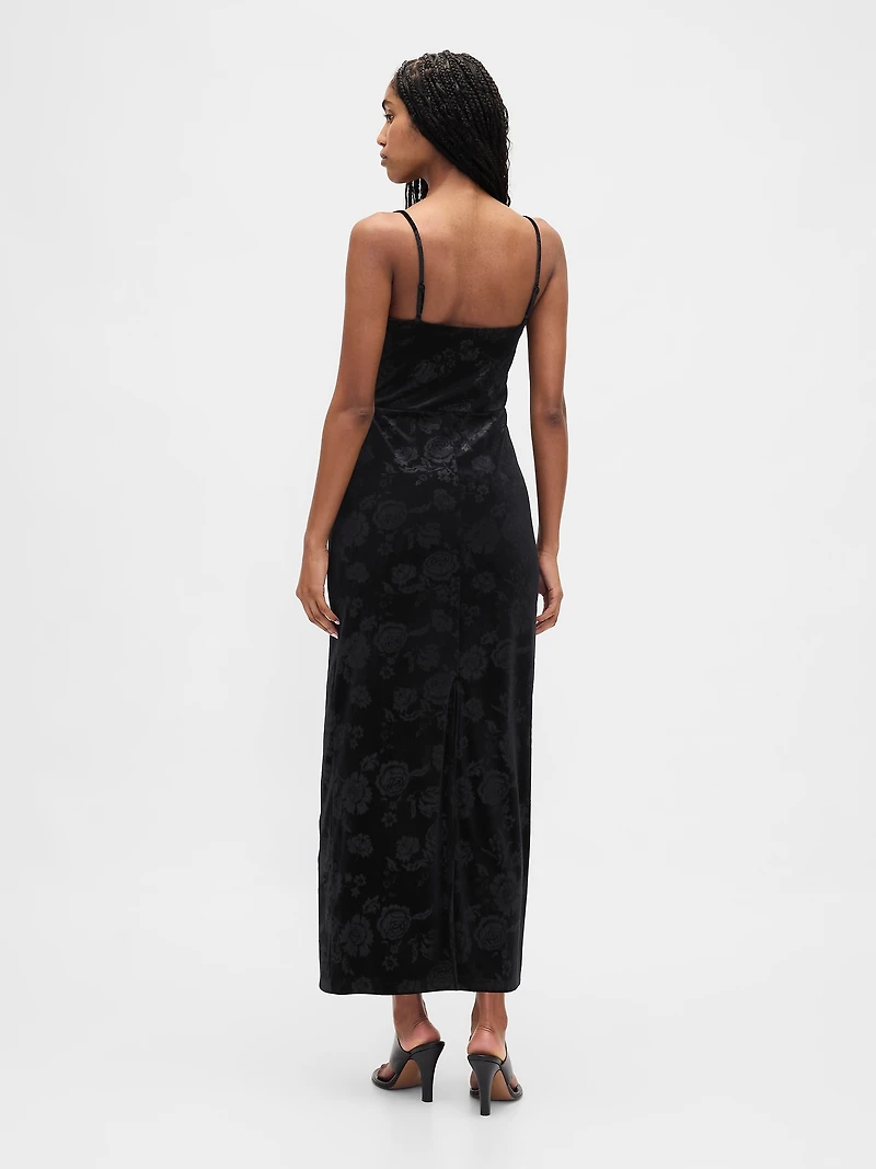 Velvet Square-Neck Maxi Dress
