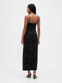 Velvet Square-Neck Maxi Dress