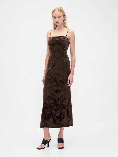 Velvet Square-Neck Maxi Dress