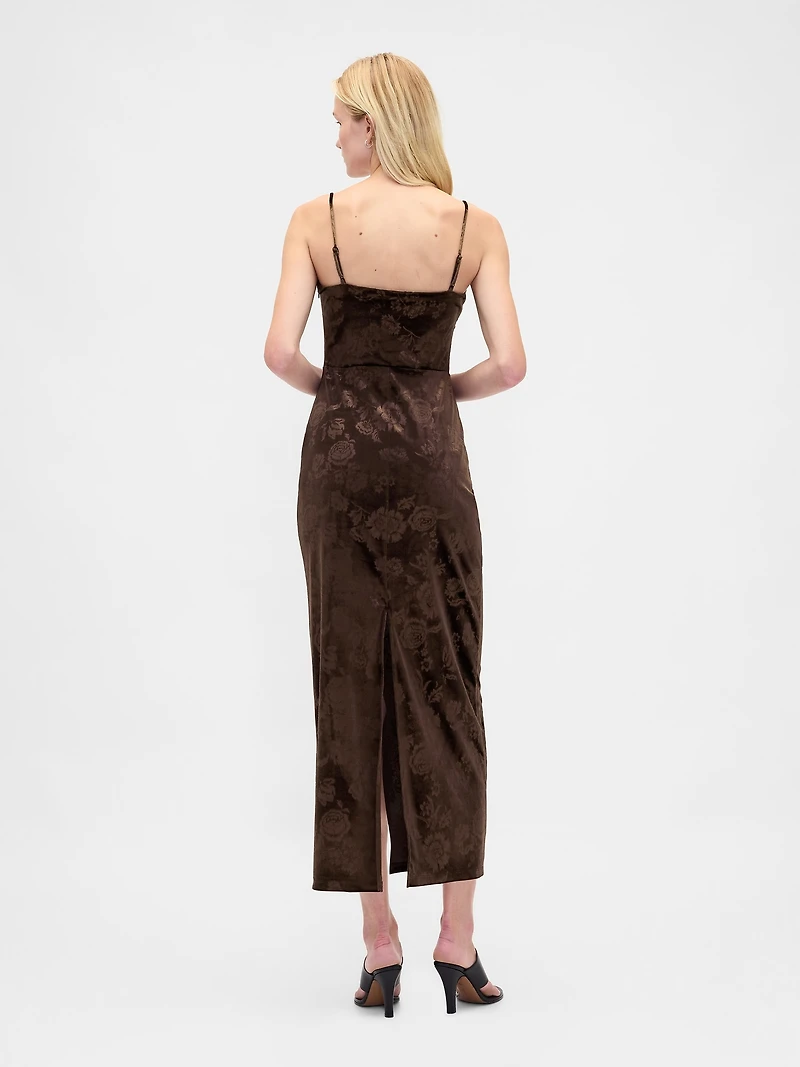Velvet Square-Neck Maxi Dress