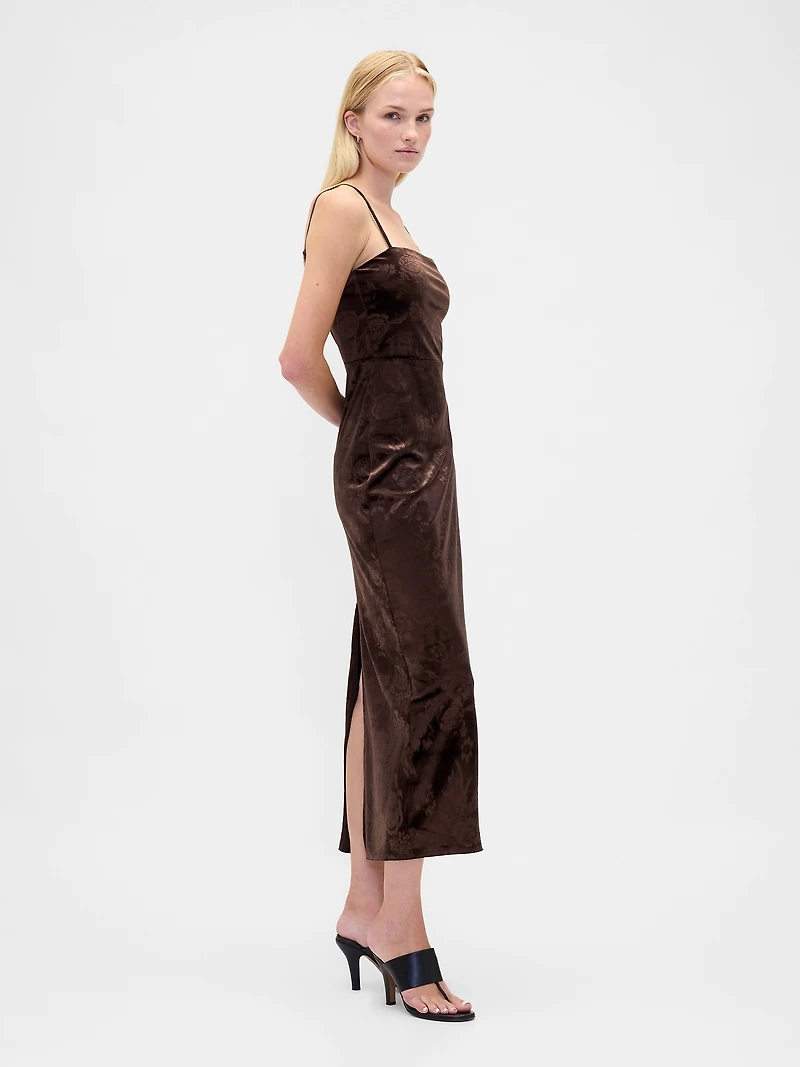 Velvet Square-Neck Maxi Dress