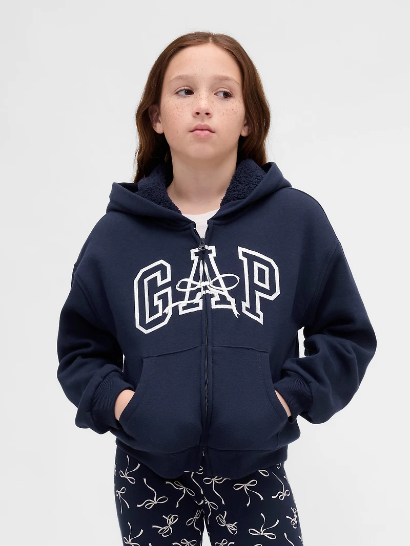 Kids Sherpa-Lined Graphic Logo Hoodie