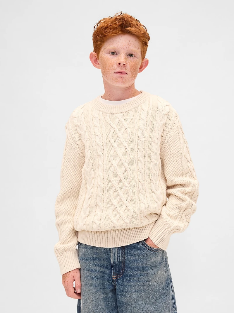 Kids Cable-Knit Crewneck Sweater