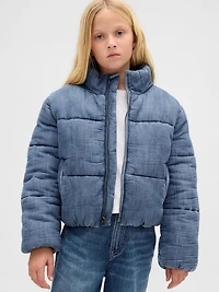 Kids Cozy-Lined Denim Puffer Jacket