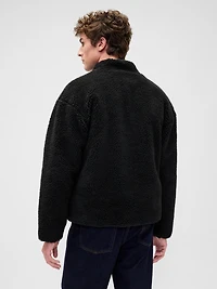 Recycled Sherpa Oversized Logo Zip Jacket