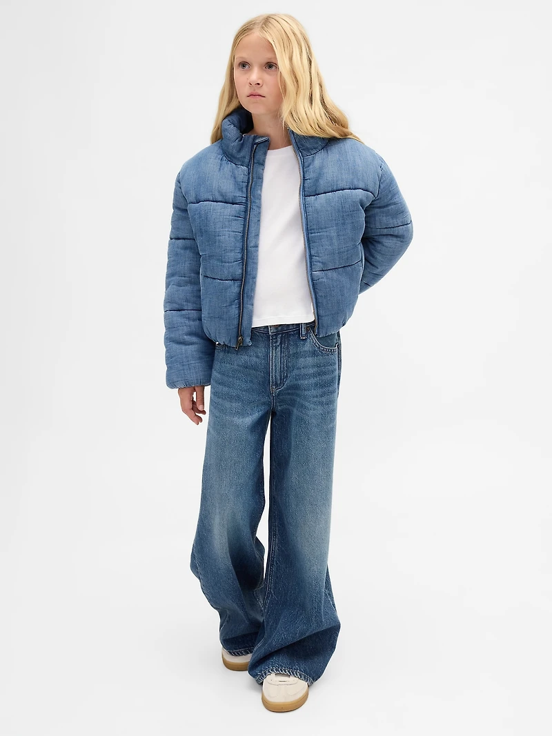 Kids Cozy-Lined Denim Puffer Jacket