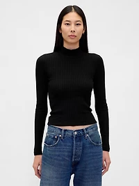 Pointelle Rib Crop Turtleneck