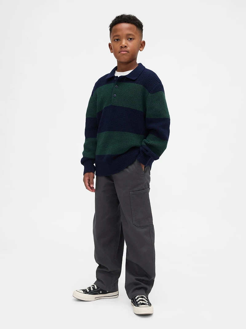 Kids Brushed Cargo Baggy Taper Pants
