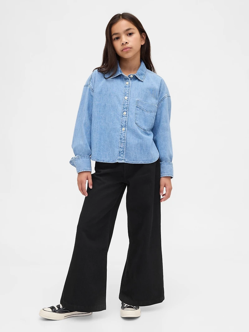 Kids High Rise Stride Wide-Leg Ankle Jeans