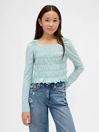 Kids Smocked Square-Neck Top