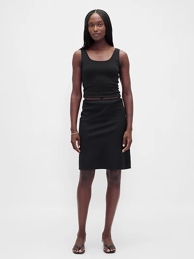 Linen-Blend Bias-Cut Skirt