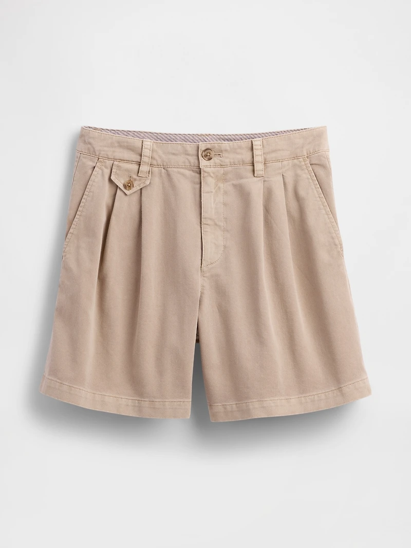6" Mid Rise Twill Pleated Trouser Shorts