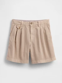 6" Mid Rise Twill Pleated Trouser Shorts