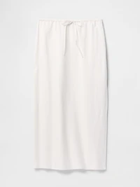 Linen-Blend Midi Skirt