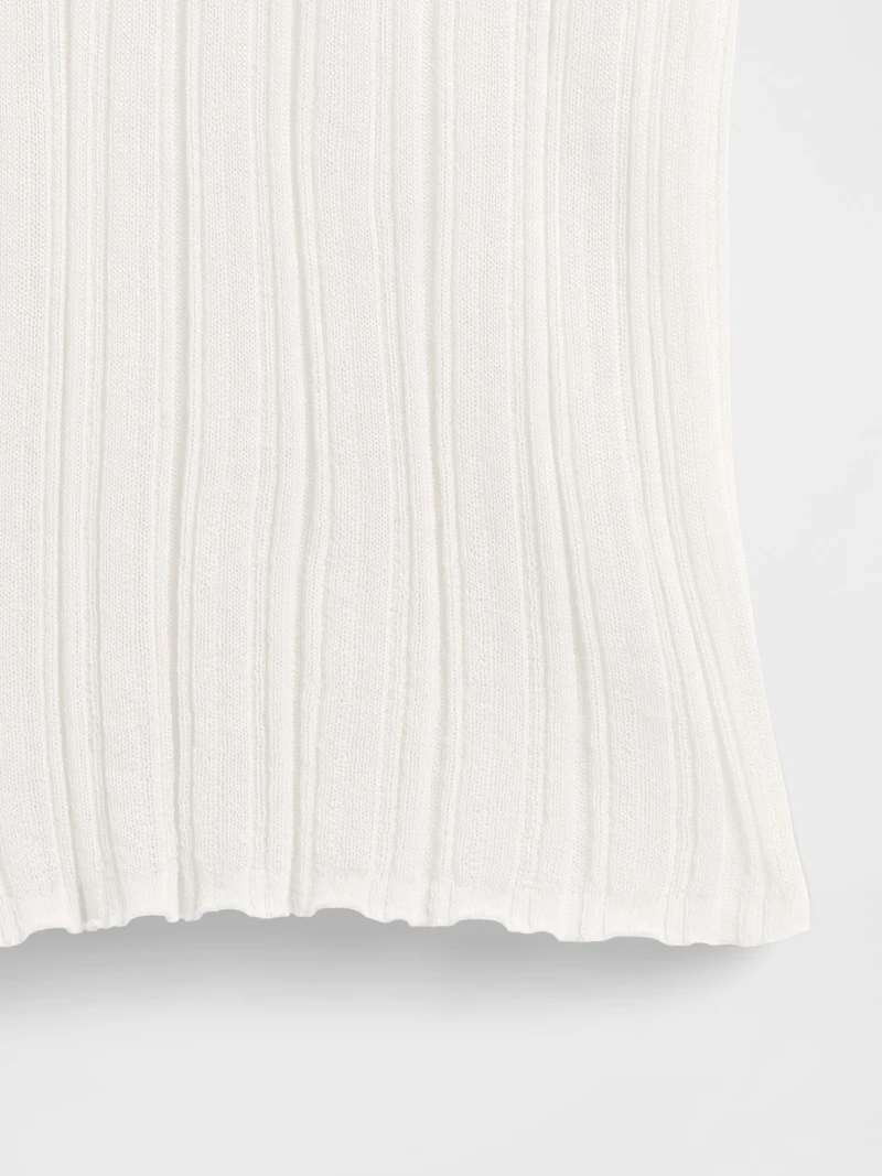 Sheer Rib Henley Sweater