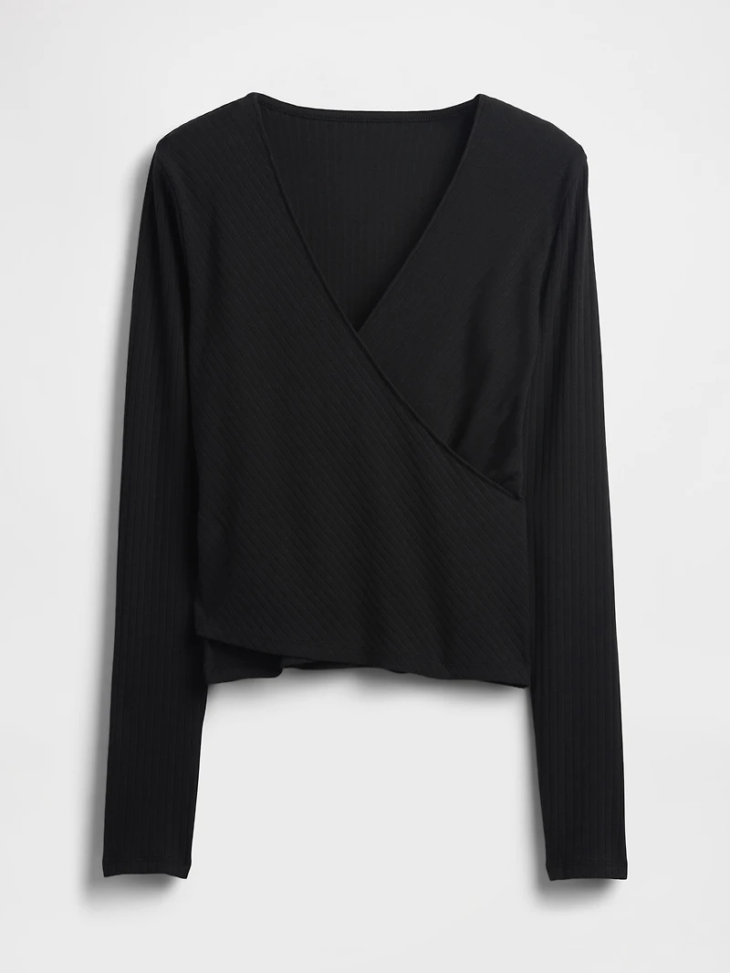 Modern Wide Rib Wrap V-Neck T-Shirt