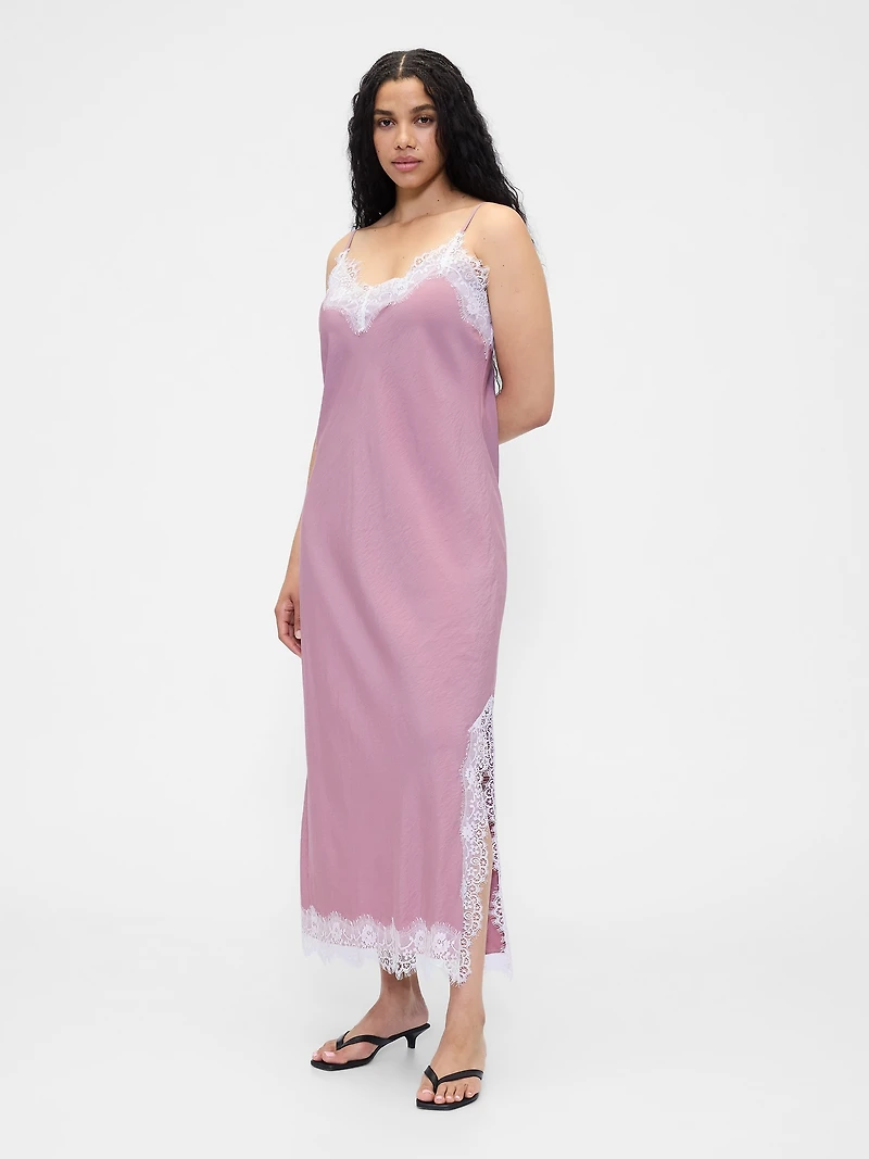 Lace-Trim Maxi Slip Dress