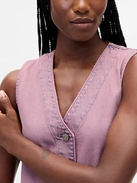 Denim V-Neck Mini Dress