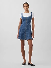 Denim Zip-Front Mini Dress