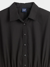 Poplin Drop-Waist Maxi Shirtdress