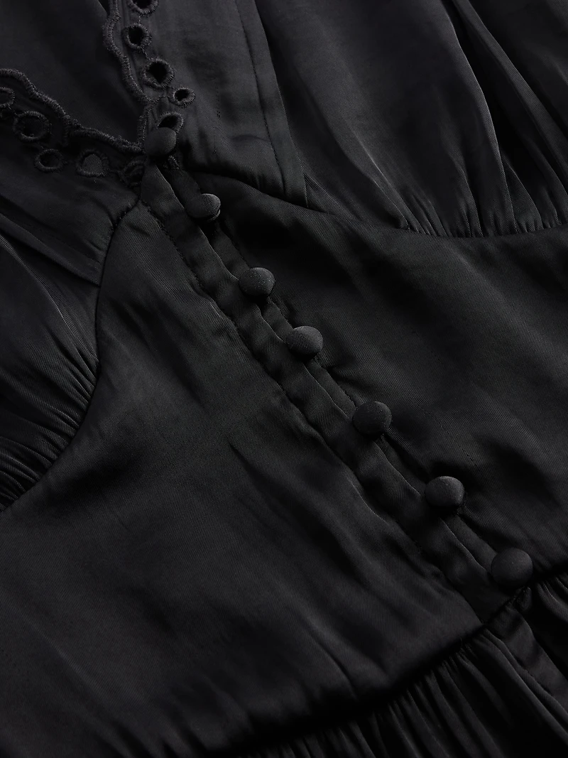 Eyelet V-Neck Peplum Top