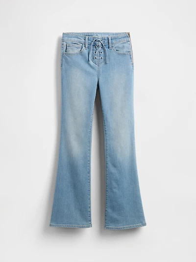 Kids High Rise Lace-Up '70s Flare Jeans