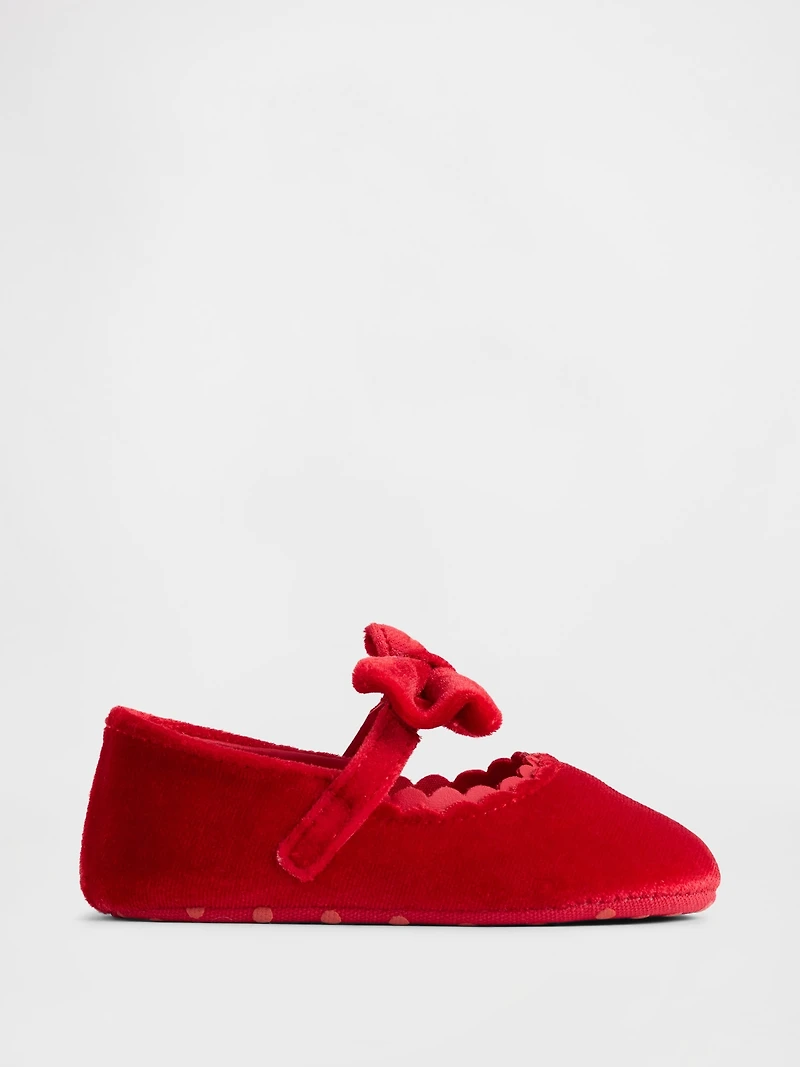 Baby Velvet Bow Mary Jane Flats