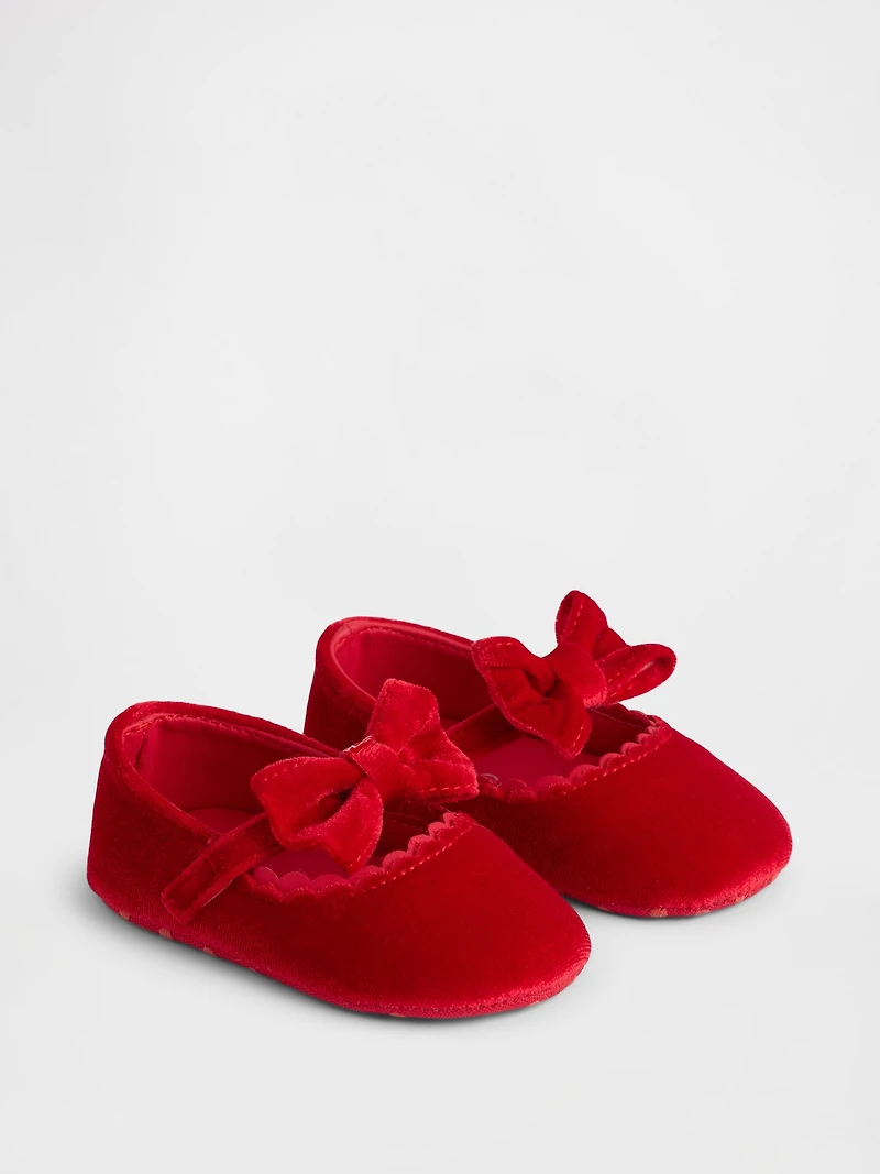 Baby Velvet Bow Mary Jane Flats
