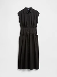Poplin Drop-Waist Maxi Shirtdress